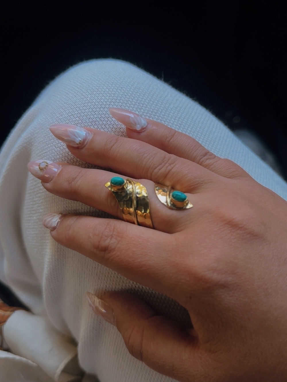 Gold Turquoise Statement Open Ring